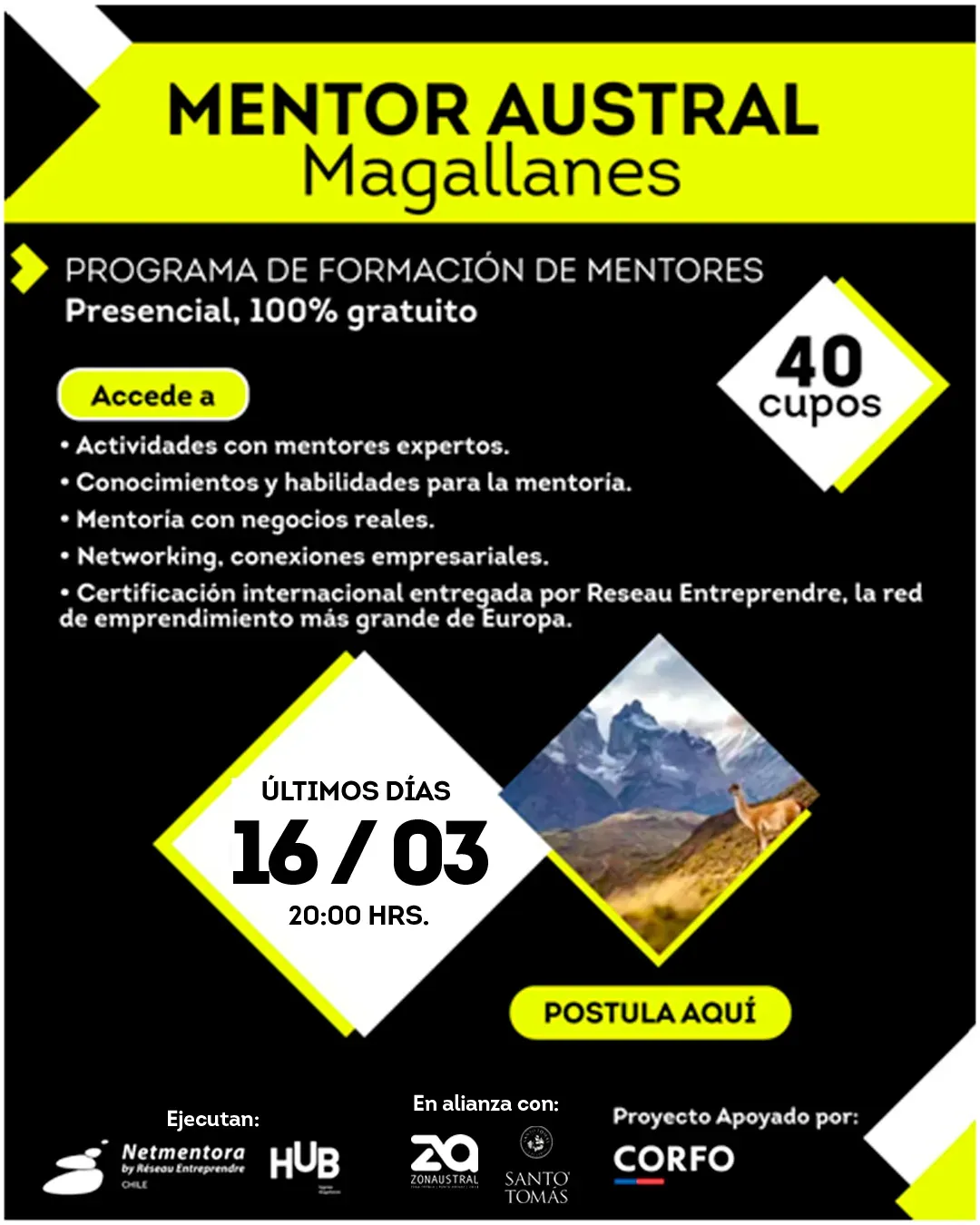 Afiche del programa Mentor Austral Magallanes